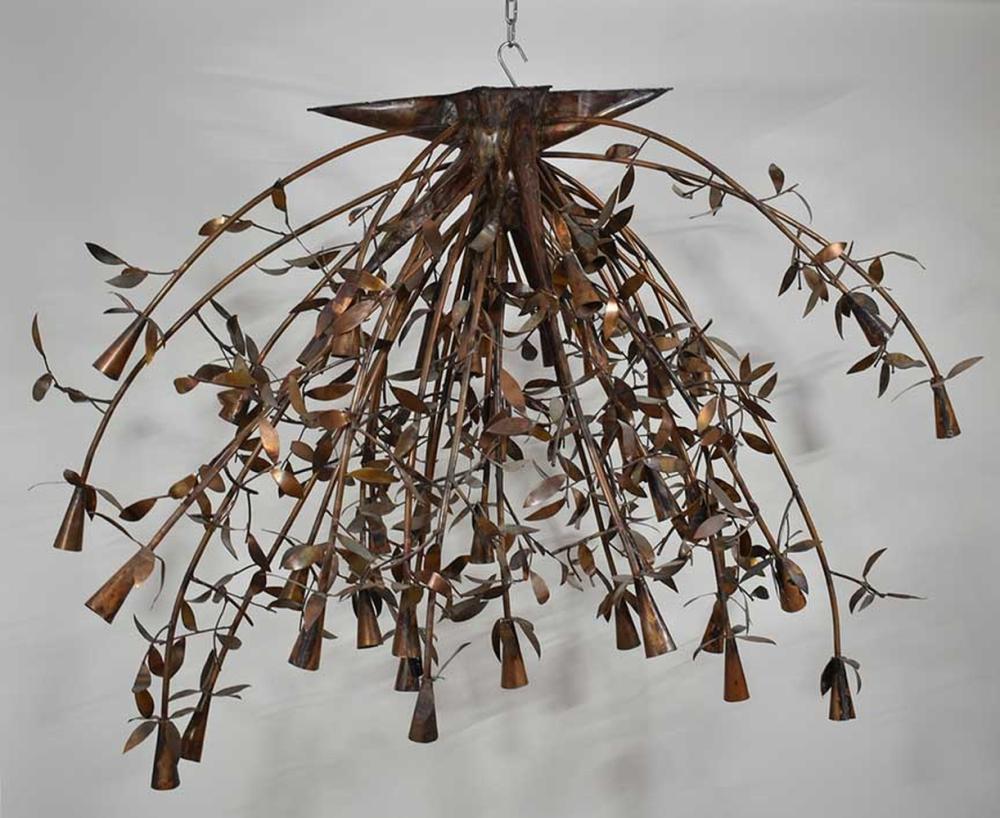 Appraisal: CONTEMPORARY FORTY LIGHT COPPER CHANDELIER JIM LEWKIn the form of