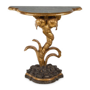 Appraisal: An Italian Painted and Giltwood Faux Marble-Top Console Table th