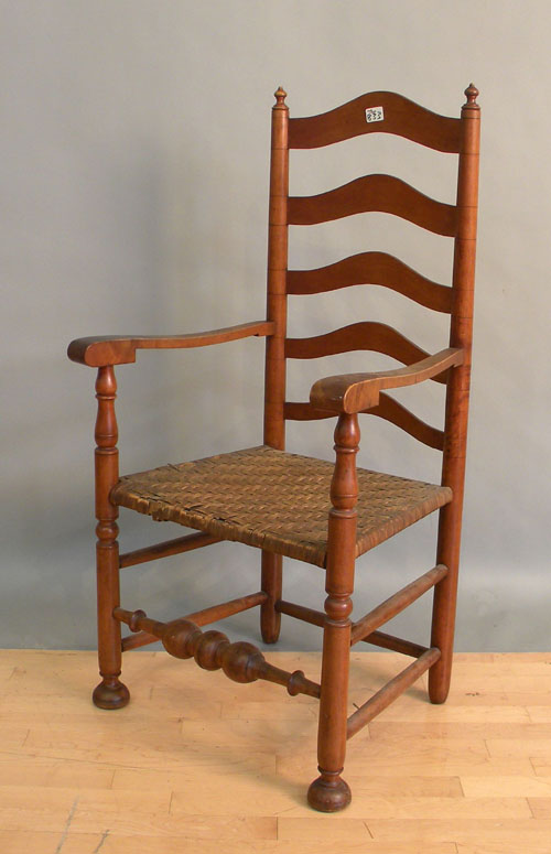 Appraisal: Five-slat ladderback armchair ca