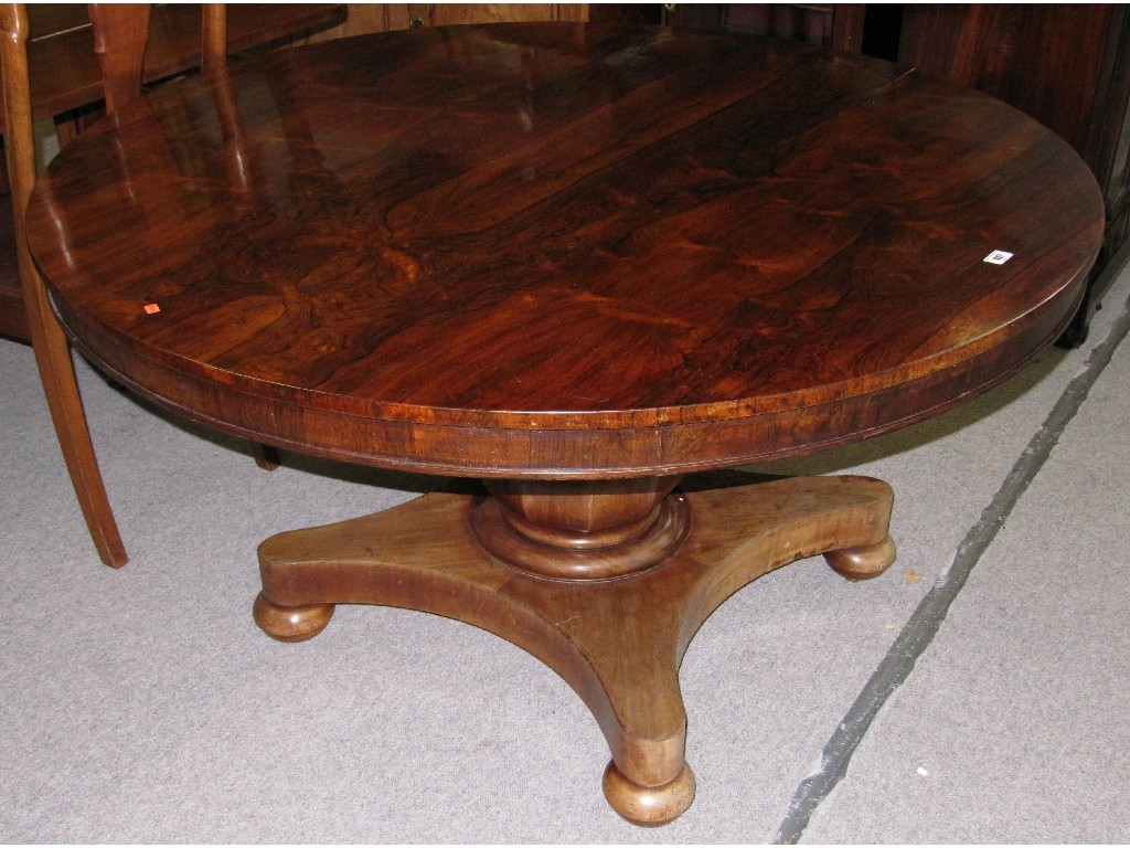 Appraisal: Victorian rosewood circular pedestal dining table