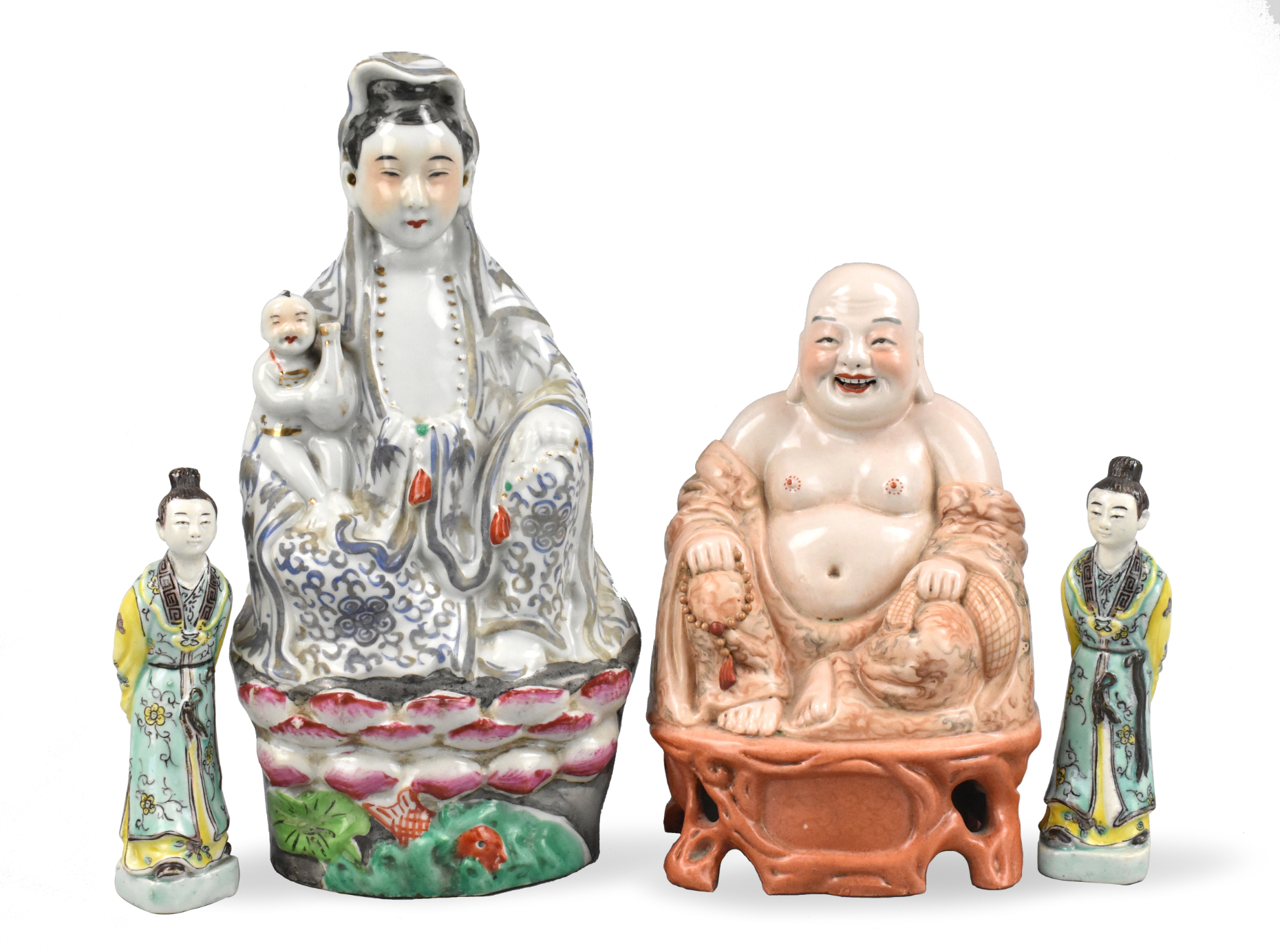 Appraisal: Four Chinese porcelain figures of Guanyin and Buddha The much