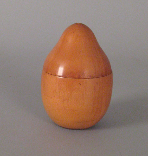 Appraisal: Fruitwood tea caddy th c of pear form h