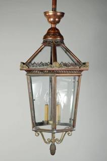 Appraisal: Copper Brass Metal Ceiling Lantern Copper brass and metal ceiling