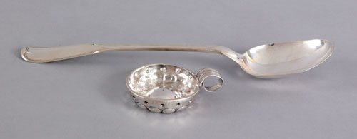 Appraisal: French silver basting spoon l together with a wine taster