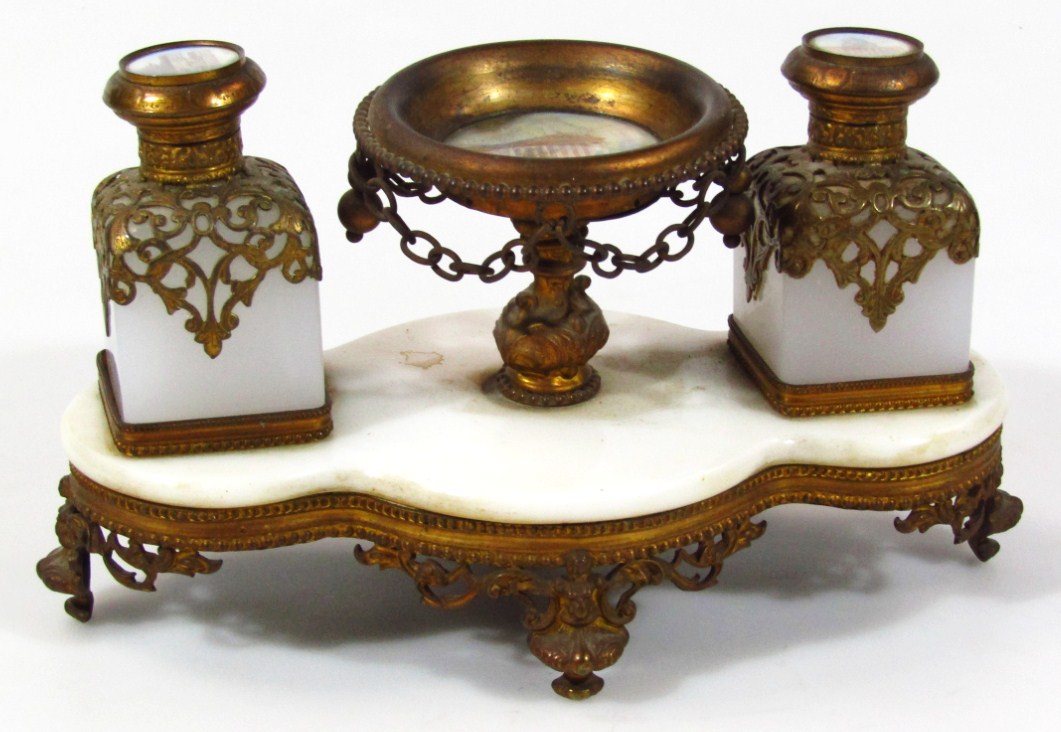 Appraisal: A thC Grand Tour style desk inkwell on a figure