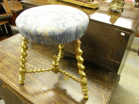 Appraisal: th century gilt wood stool on spiral twist legs high