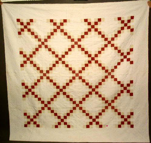 Appraisal: Tumbling block quilt red and yellow x