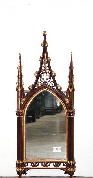 Appraisal: A Gothic style gilt metal mirror height in width in