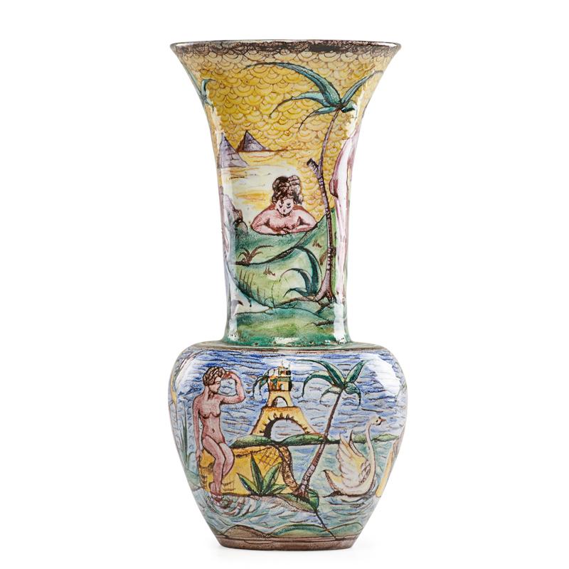 Appraisal: KERAMOS Tall glazed faience vase Condition Report Excellent condition no