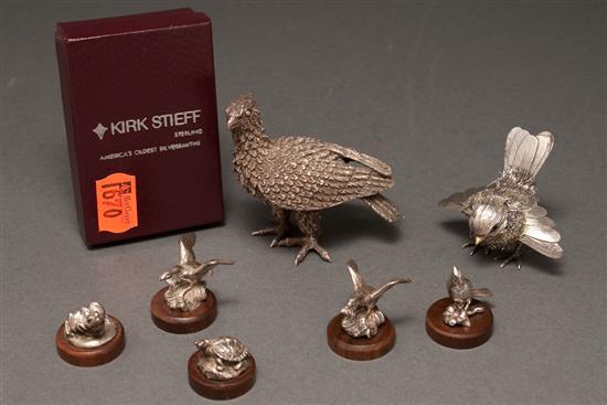 Appraisal: Seven silver animal figures comprising a chased solid silver harpy