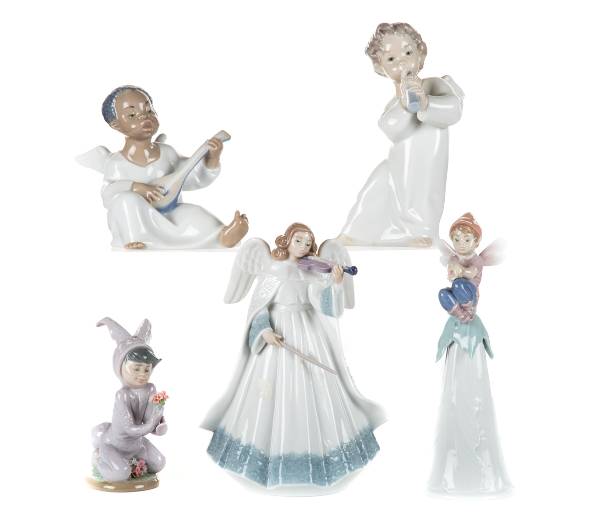 Appraisal: Five Lladro porcelain figures includes Black Angel Boy and his