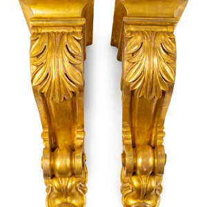 Appraisal: A Pair of English Neoclassical Style Carved Giltwood Brackets TH