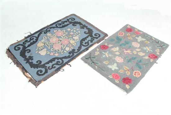 Appraisal: TWO HOOKED RUGS American nd quarter- th century Floral on