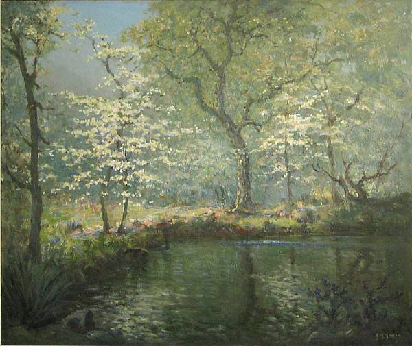 Appraisal: Frank Montague Moore - Woodland Pool in spring signed 'F