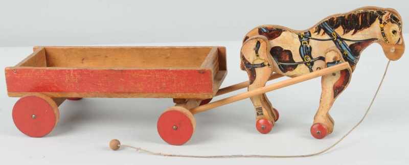 Appraisal: Fisher Price No Horse-Drawn Cart Toy Description Horse is paper