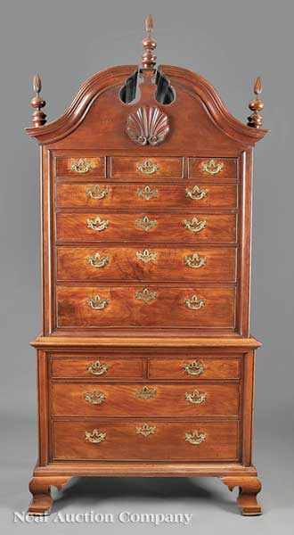 Appraisal: An American Chippendale Carved Walnut Chest-on-Chest c probably Delaware Valley