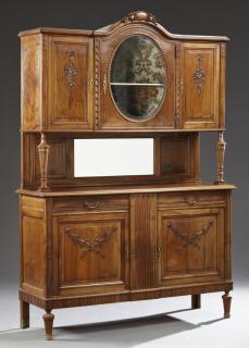 Appraisal: Louis XVI Style Carved Walnut Buffet a Deux Corps c