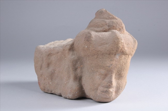 Appraisal: CHAMPA STONE HEAD OF DEITY - in high x in