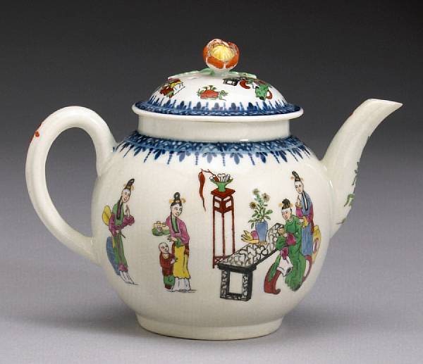 Appraisal: A Worcester porcelain teapot and cover printed and painted in