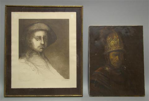 Appraisal: JOHN CLEMENTE SIRICA REMBRANDT Etching x in Framed lower left