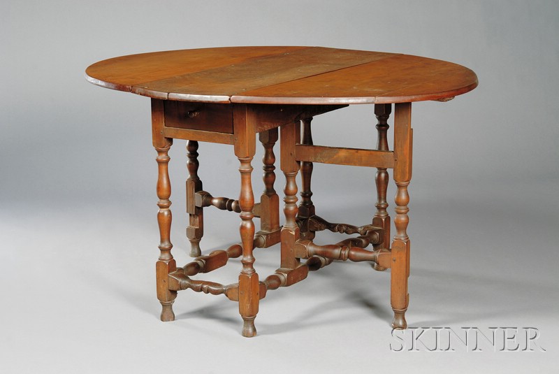 Appraisal: William Mary Maple Oval Top Gate-leg Table New England early