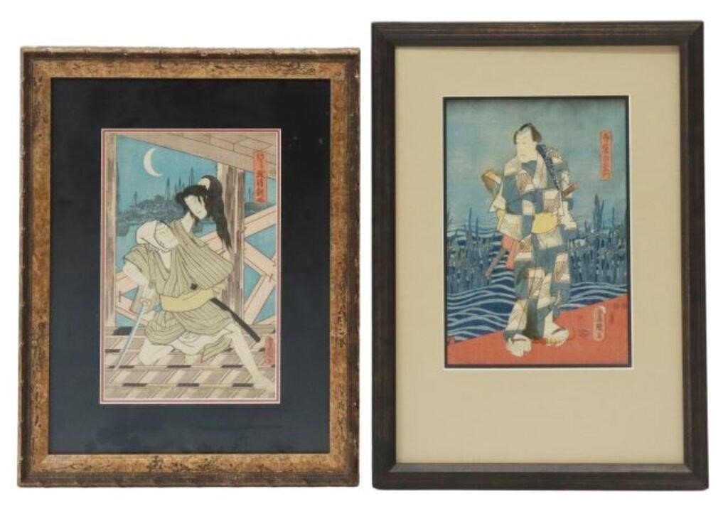 Appraisal: lot of Framed woodblock prints on paper Utagawa Kunisada Japanese