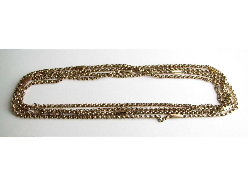 Appraisal: Nine carat rose gold belcher link guard chain with elongated