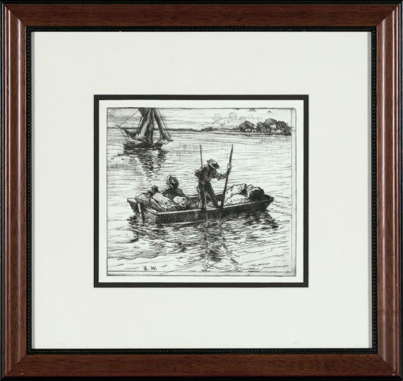 Appraisal: Ellsworth Woodward American New Orleans - Oyster Fishermen etching sight