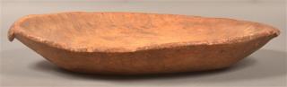 Appraisal: Early th Century Burlwood Oblong Trencher With carved handles l