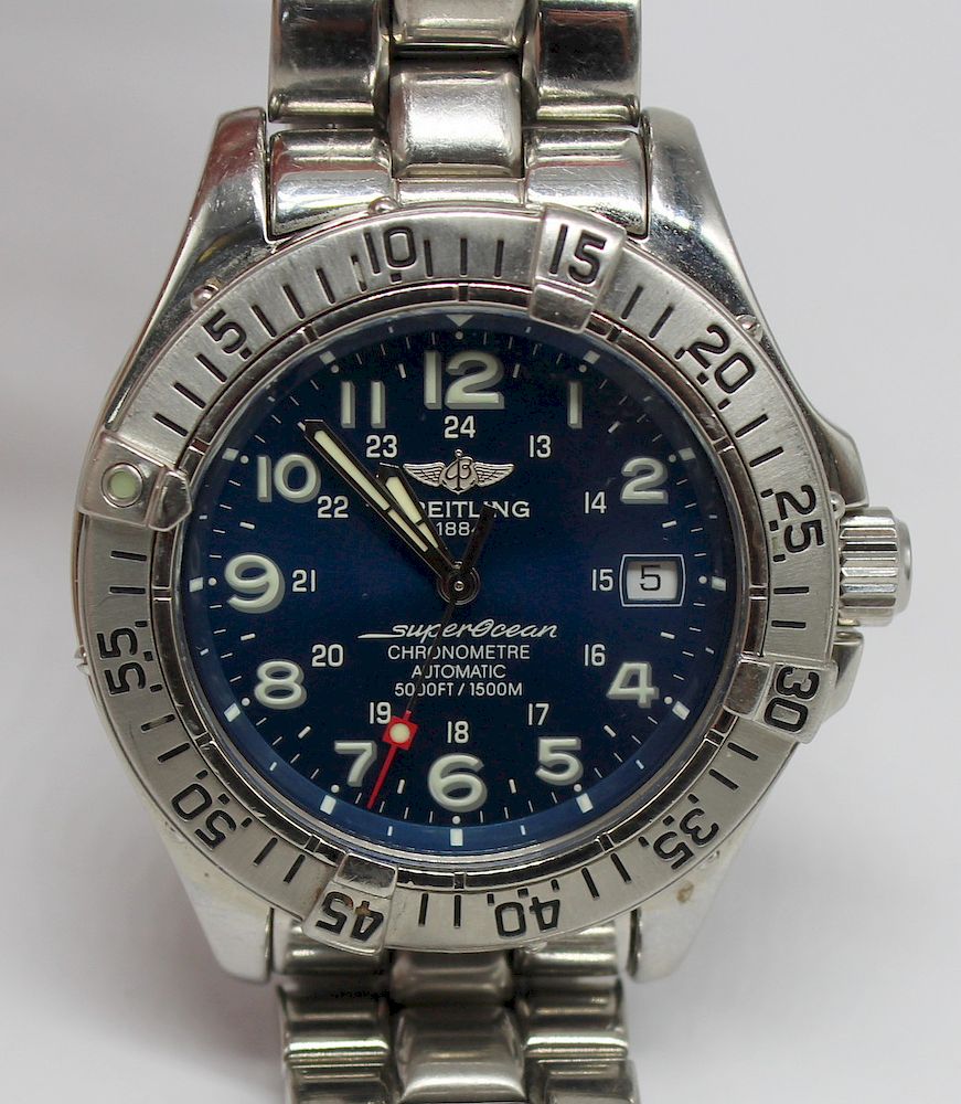 Appraisal: JEWELRY Breitling Super Ocean Watch A Breitling SuperOcean stainless men's