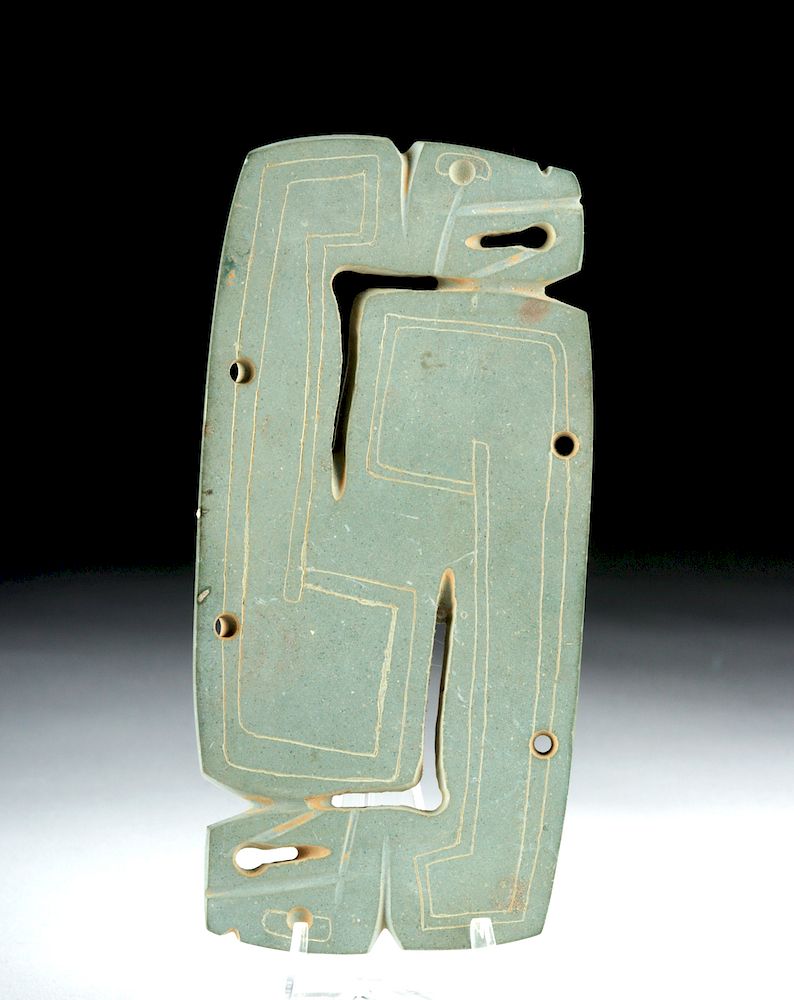 Appraisal: Costa Rican Greenstone Double Snake Pectoral Pre-Columbian Central America Costa