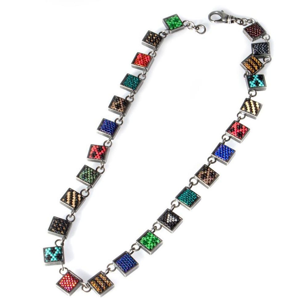 Appraisal: Valerie Hector Confetti silver necklace circa the reversible is designed