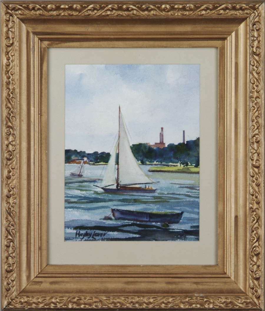 Appraisal: HAYLEY LEVER American - SAILING OFF GLOUCESTER Watercolor scene shows