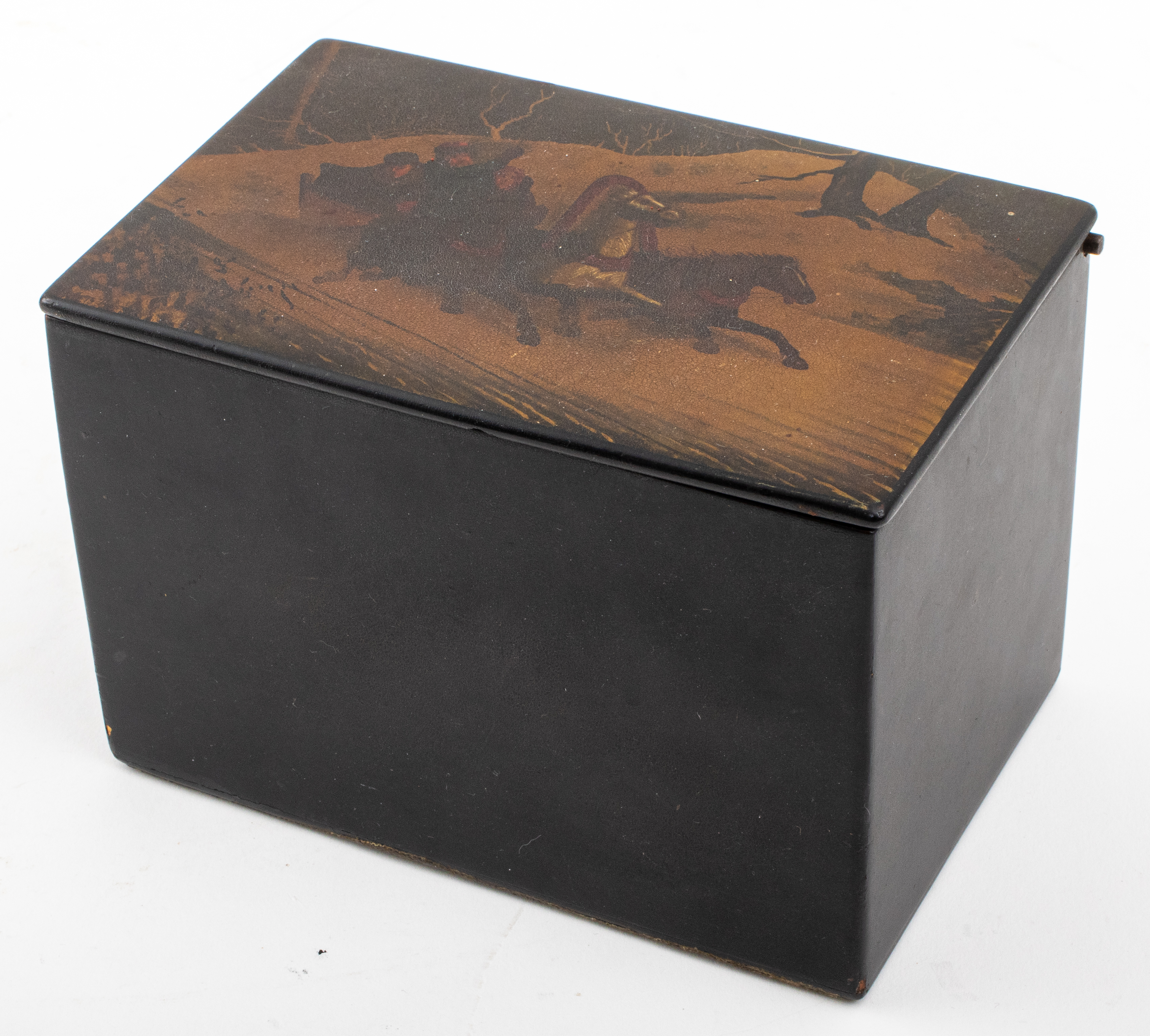 Appraisal: V O VISHNYAKOV RUSSIAN LACQUER TOBACCO BOX C Russian lacquer