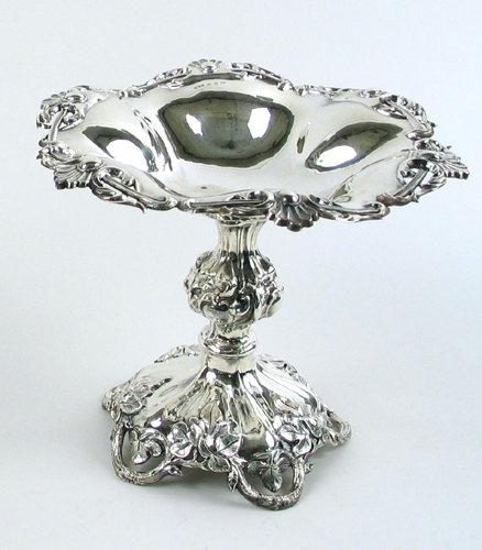 Appraisal: A SWEDISH TH CENTURY HALLMARKED STERLING SILVER COMPOTE hand chased