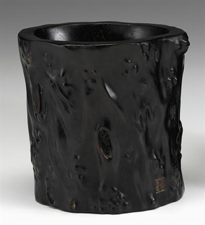 Appraisal: Chinese zitan brushpot th century Of cylindrical form well hollowed