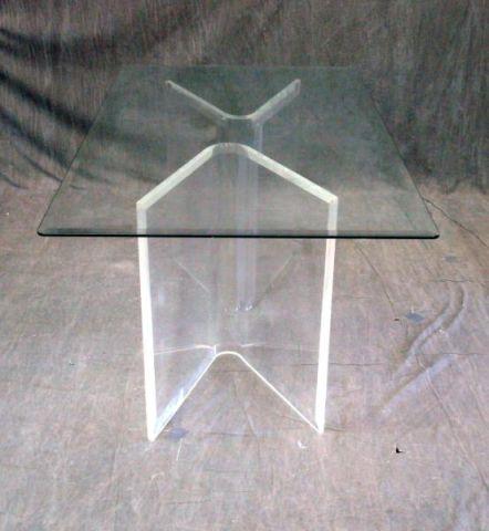 Appraisal: Midcentury Lucite Glass Twin Pedestal Dining Table From a Florida