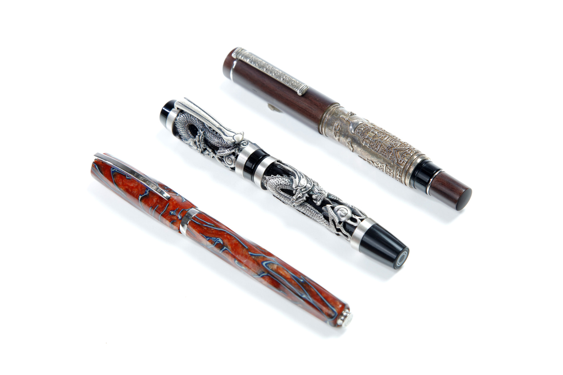 Appraisal: THREE FOUNTAIN PENS Twentieth century Comprising Laban DQ-F with sterling