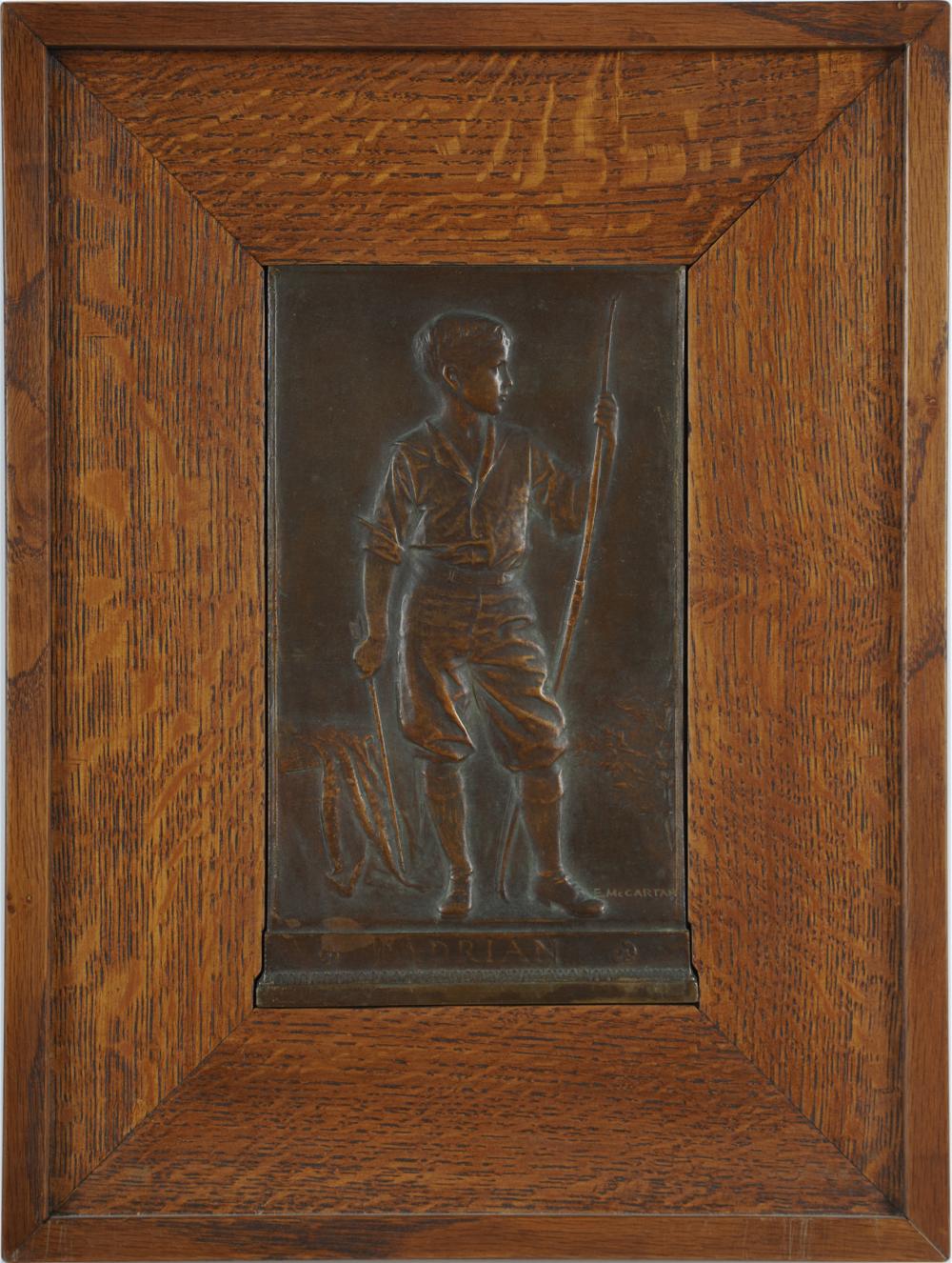 Appraisal: EDWARD FRANCIS MCCARTEN ADRIANbronze plaque in hand crafted wood frame