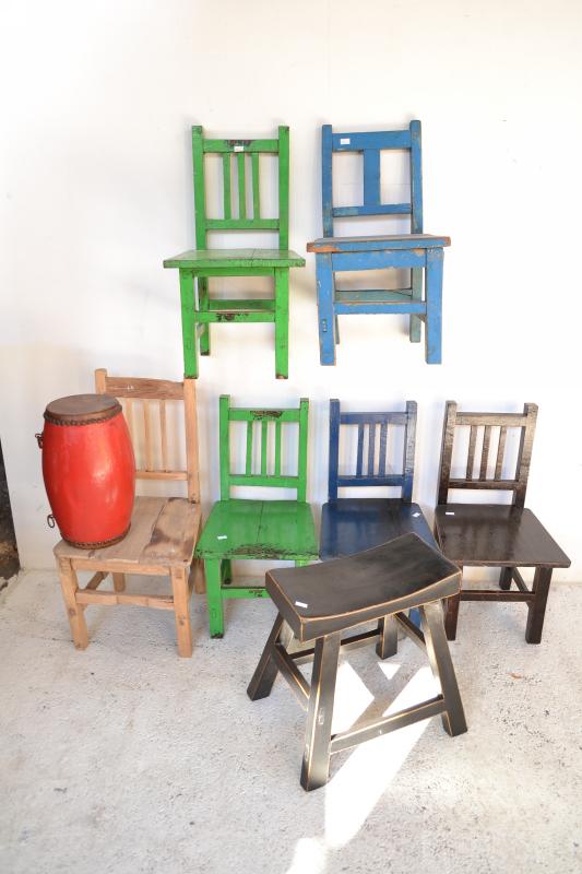 Appraisal: A GROUP OF SIX CHILDRENS CHAIRS A STOOL AND A