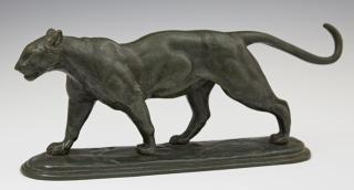 Appraisal: After Edouard Delabrierre - Walking Lioness th c patinated bronze