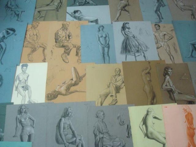 Appraisal: WENDELL Ray Charcoal Figure Studies All signed most dated Sizes