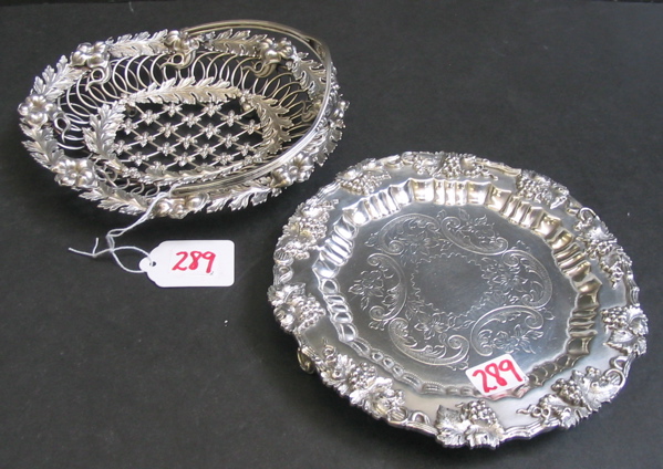 Appraisal: TWO SILVER PLATED TABLE ACCESSORIES One is a Sheffield wine