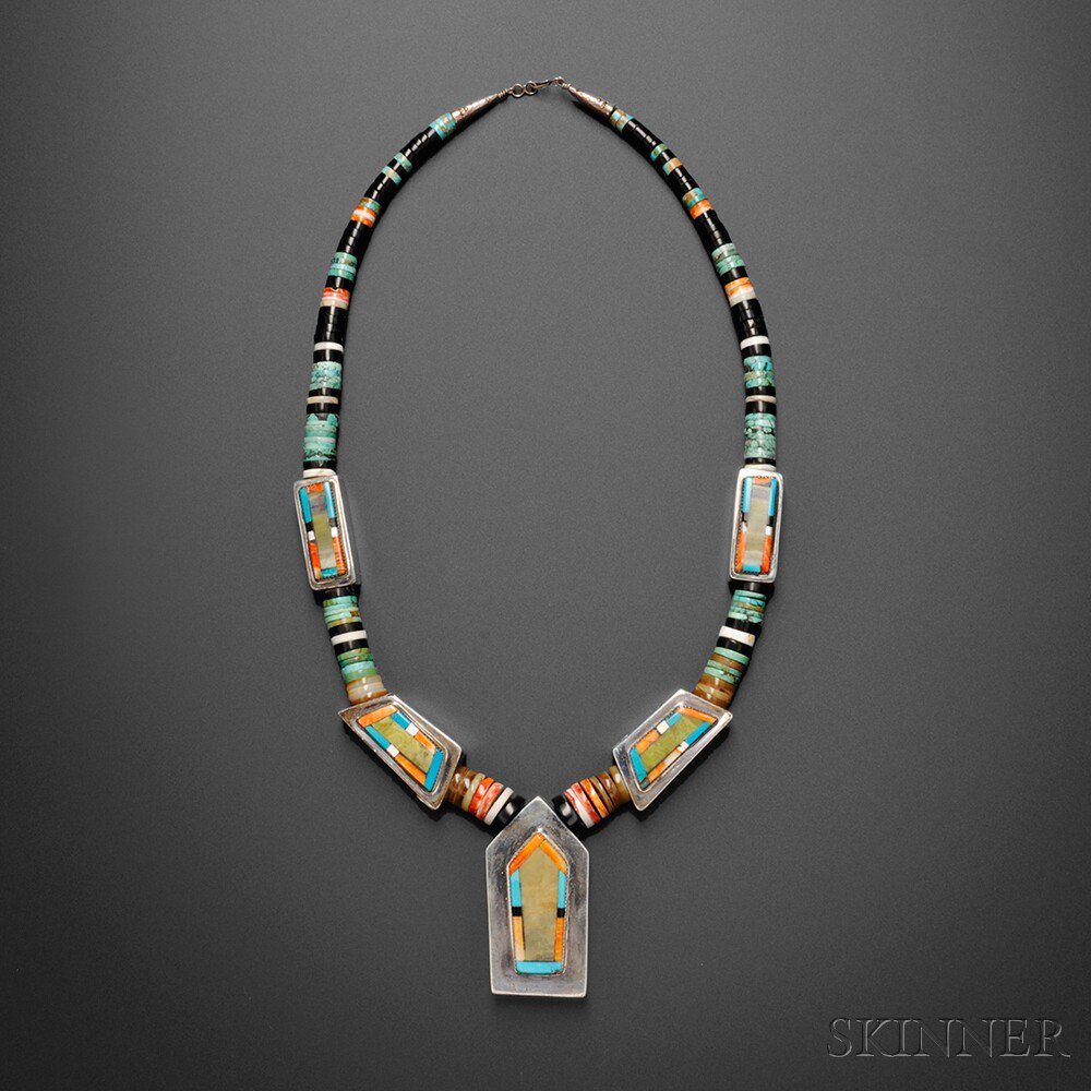 Appraisal: Contemporary Santo Domingo Necklace by Frank Atencio with various stone