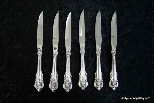 Appraisal: Sterling Silver Grand Baroque Steak Knife SetIncludes in the set