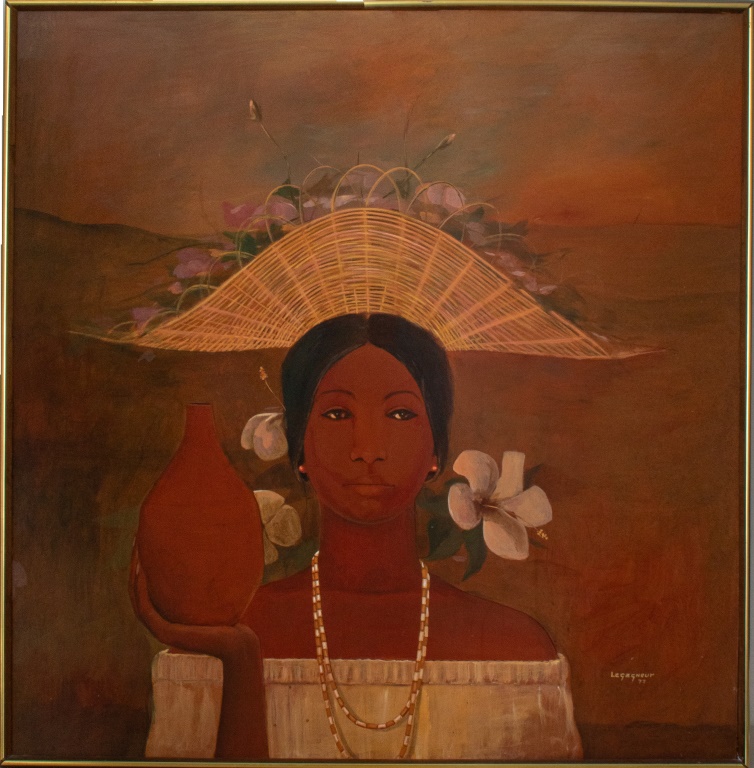 Appraisal: JEAN CLAUDE LEGAGNEUR 'FEMME AVEC FLEURS' OIL Jean-Claude Legagneur Haitian