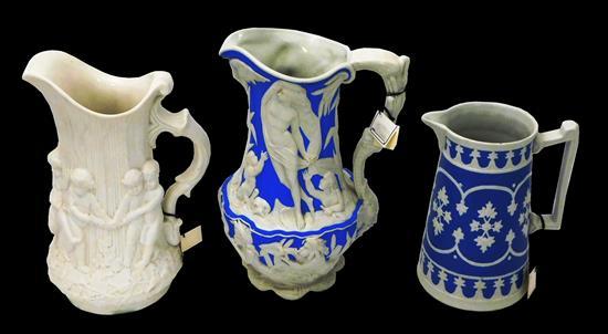 Appraisal: Three th C English Parian pitchers including Charles Meigh Son