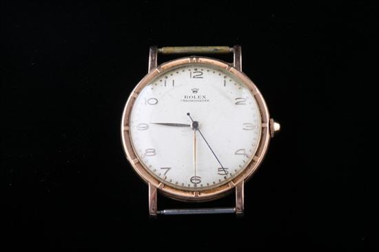 Appraisal: GENTLEMAN'S VINTAGE ROSE GOLD ROLEX CHRONOMETER WRISTWATCH White enameled face