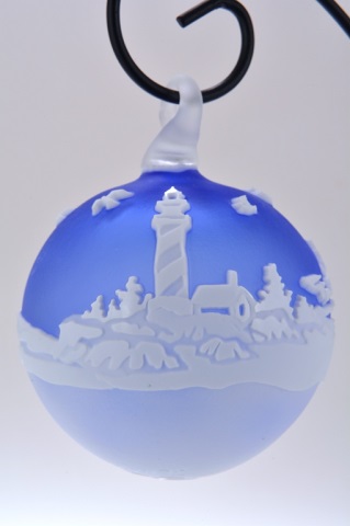 Appraisal: Pilgrim Cameo Glass Ornament Blue Skies with Stand Titled Signed