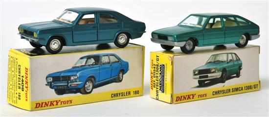 Appraisal: Two Dinky Chryslers including French Dinky Chrysler metallic turquoise tan